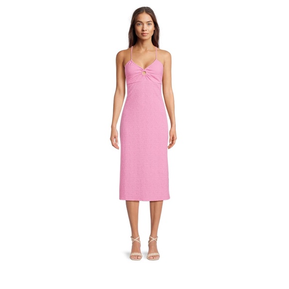 New with tag No Boundaries Juniors Bodycon pink Midi Dress Size XL (15/17) - Picture 1 of 9